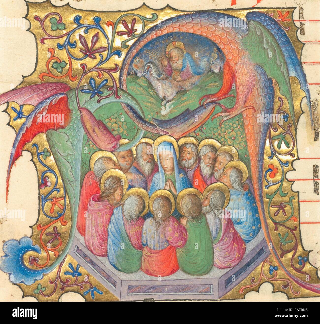 Une première : la Pentecôte, attribué à Stefano da Verona, Italien (Lombard), 1374 - après 1438, Lombardie, Italie, Europe repensé Banque D'Images