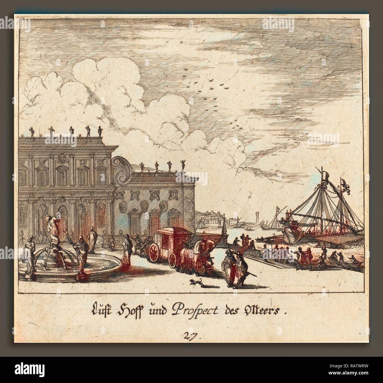 Melchior Küsel D'après Johann Wilhelm Baur (Allemand, 1626 - 1683), vue de Meers, 1681, eau-forte. Repensé Banque D'Images