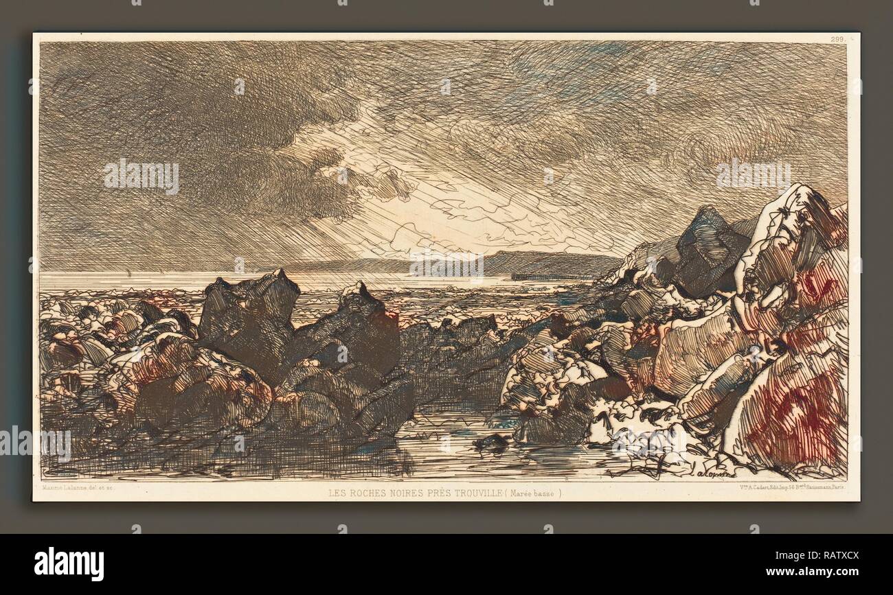 Maxime Lalanne (Français, 1827 - 1886), Les Roches noires prés Trouville (Marèe Basse), 1874, eau-forte sur papier vélin repensé Banque D'Images