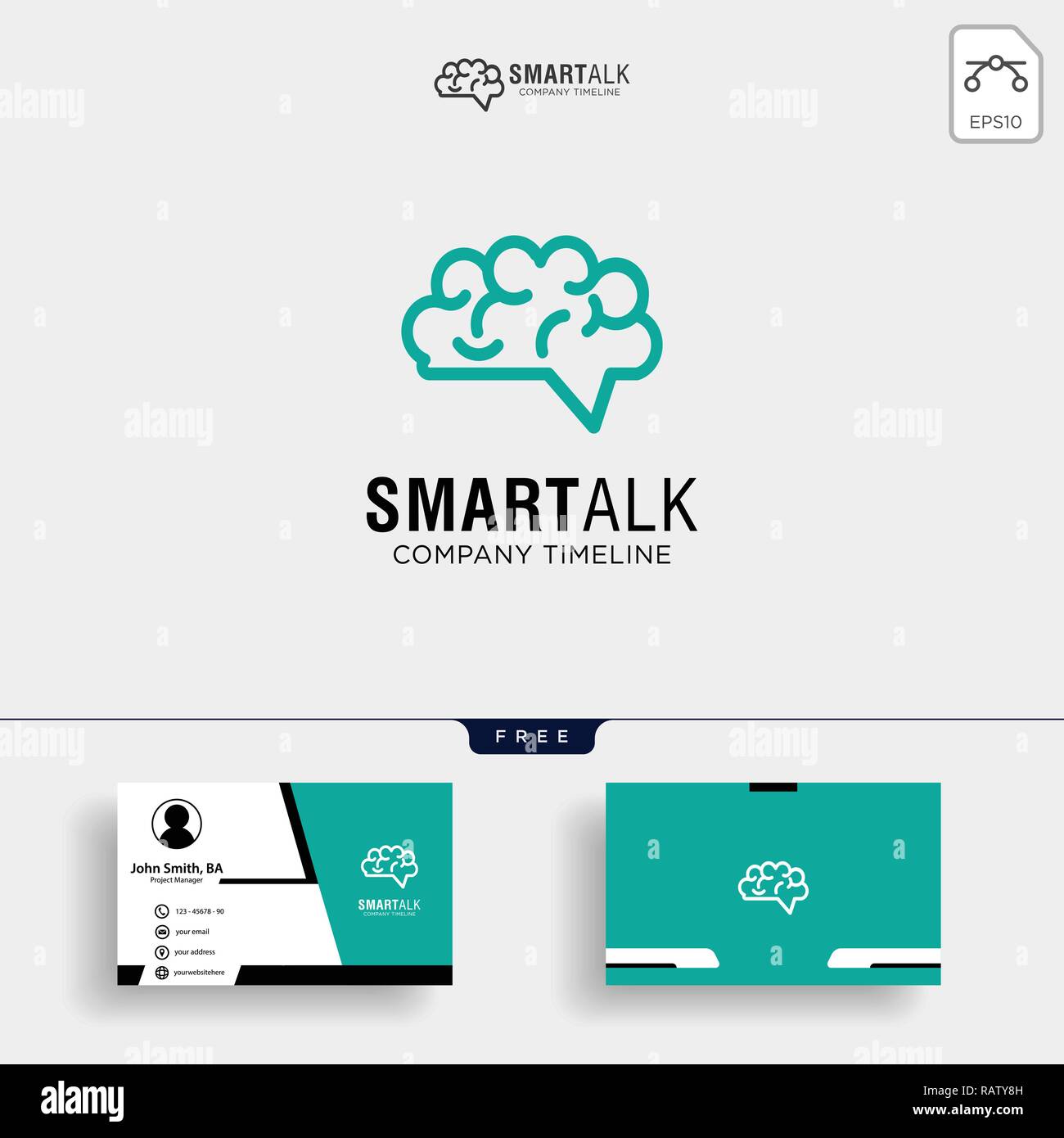 Cerveau Consulter dessins de logos Logo concept vector, cerveau de carte de visite avec l'icône - Vector Illustration de Vecteur