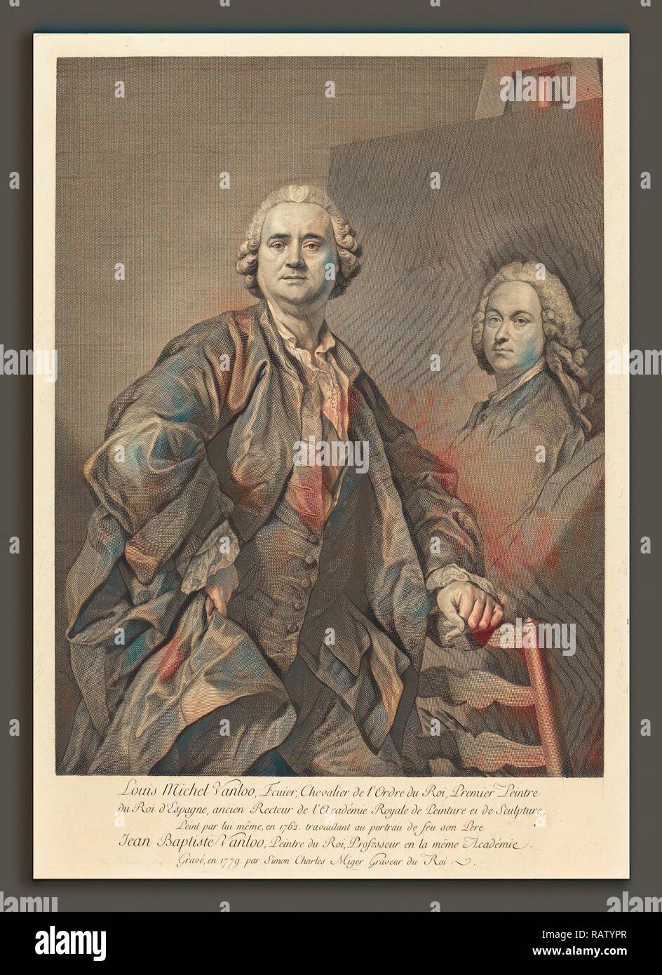 Simon Charles Miger après Louis Michel Van Loo (Français, 1736 - 1820), Louis Michel Vanloo, 1779, gravure avec repensé Banque D'Images