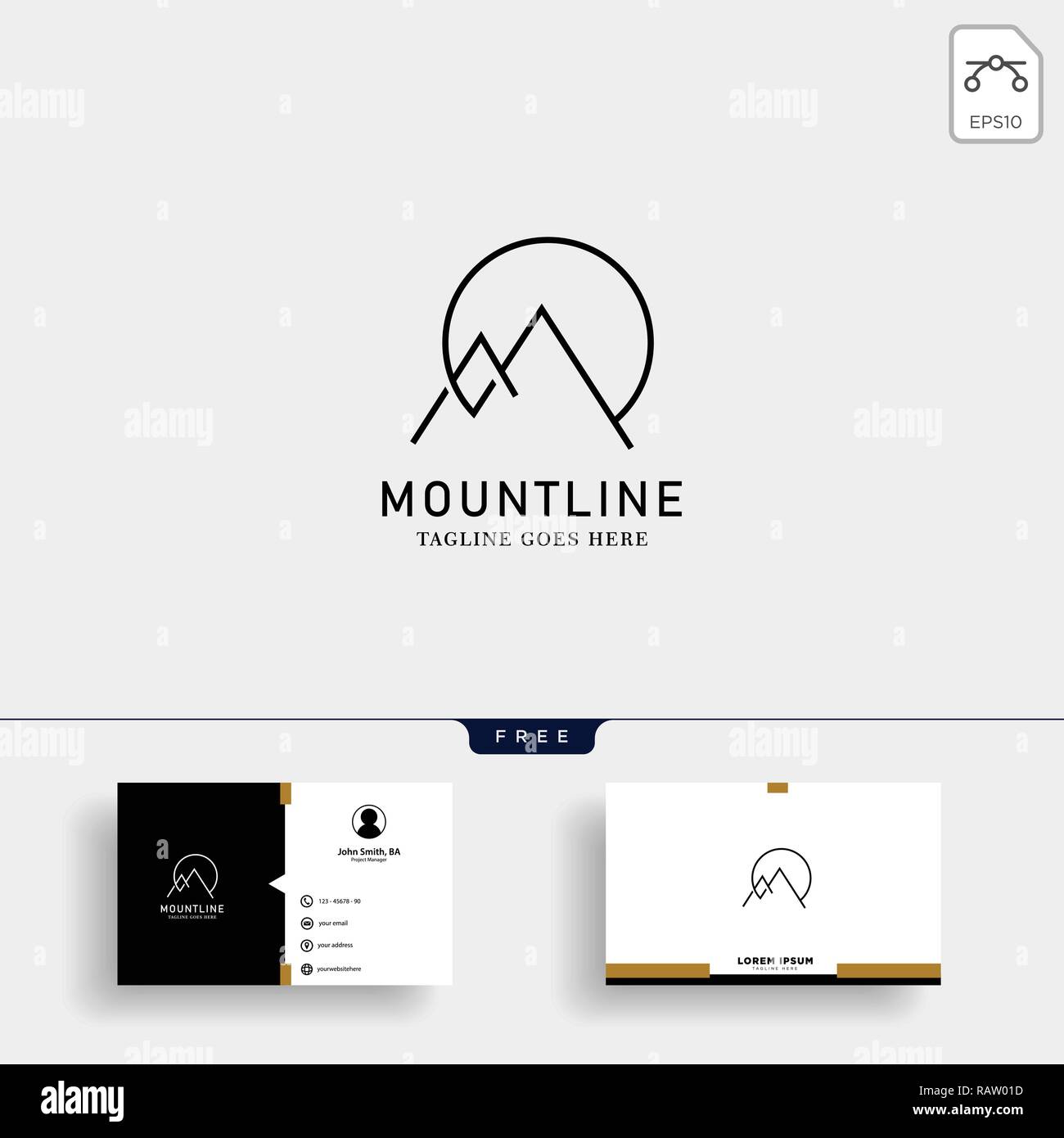 M initiale, Mountain lineart modèle logo Vector Illustration et conception de carte de visite Illustration de Vecteur