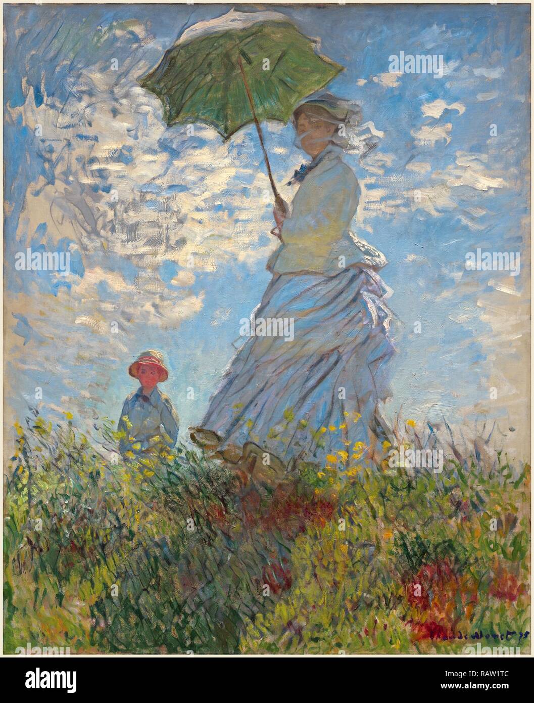 Claude Monet, français (1840-1926), Femme avec un Parasol-Madame Monet et son fils, 1875, huile sur toile. Repensé Banque D'Images