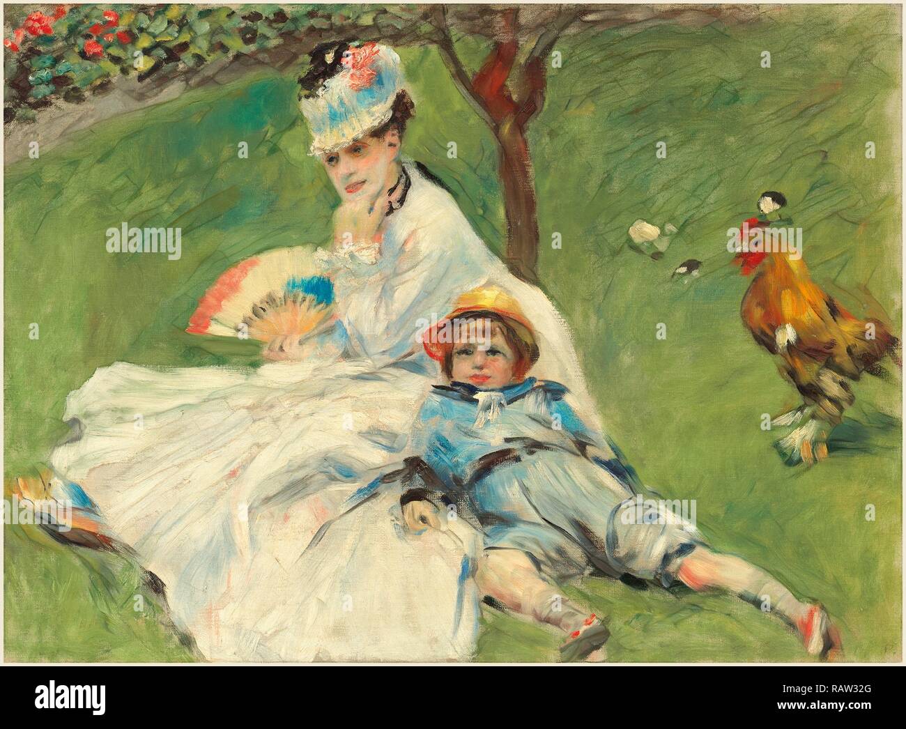 Auguste Renoir, Madame Monet et son fils, Français, 1841-1919, 1874, huile sur toile. Repensé par Gibon. L'art classique repensé Banque D'Images