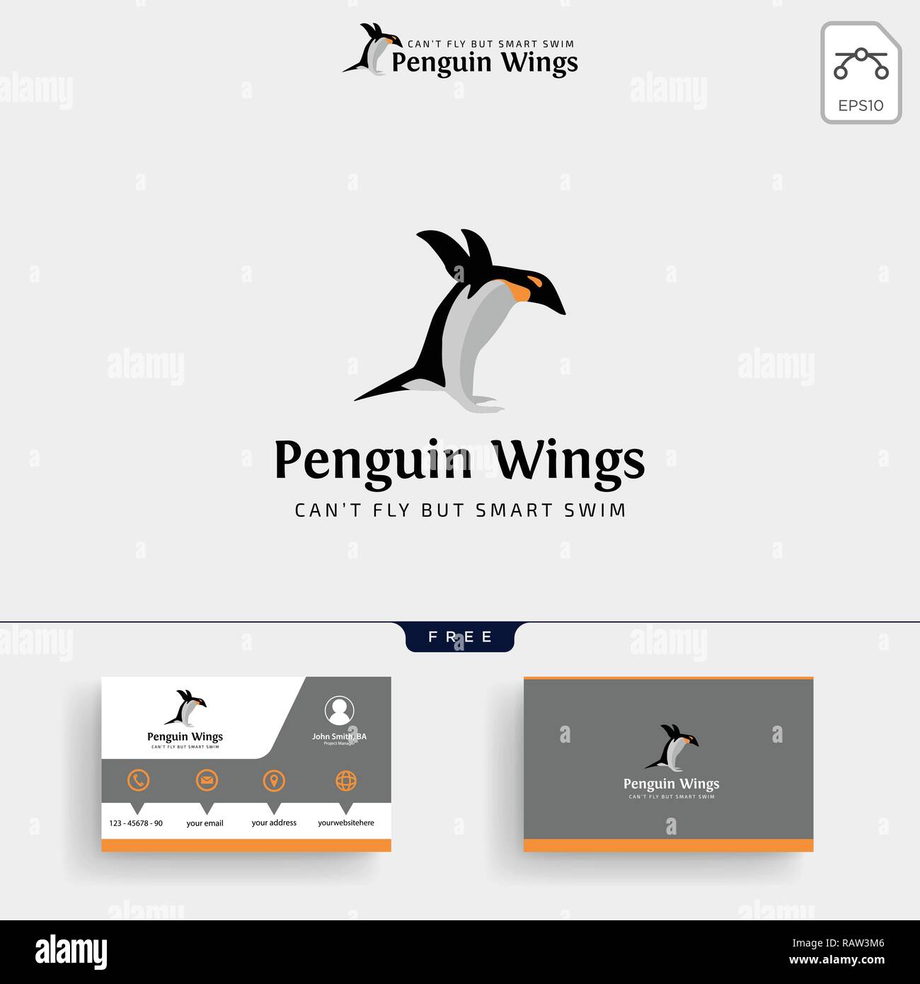 Logo pingouins template vector Illustration et conception de cartes d'affaires Illustration de Vecteur