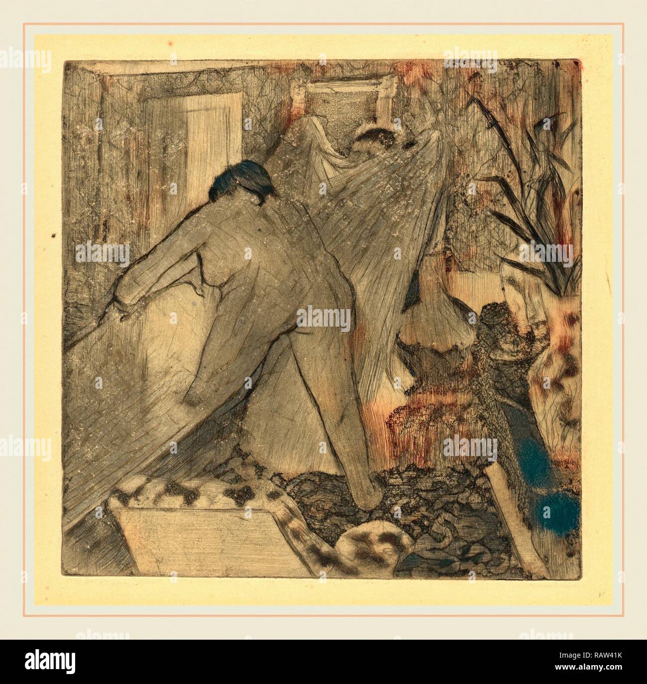 Edgar Degas, laissant la baignoire (la sortie du bain), français, 1834-1917, ch. 1879-1880, crayon électrique, eau-forte repensé Banque D'Images
