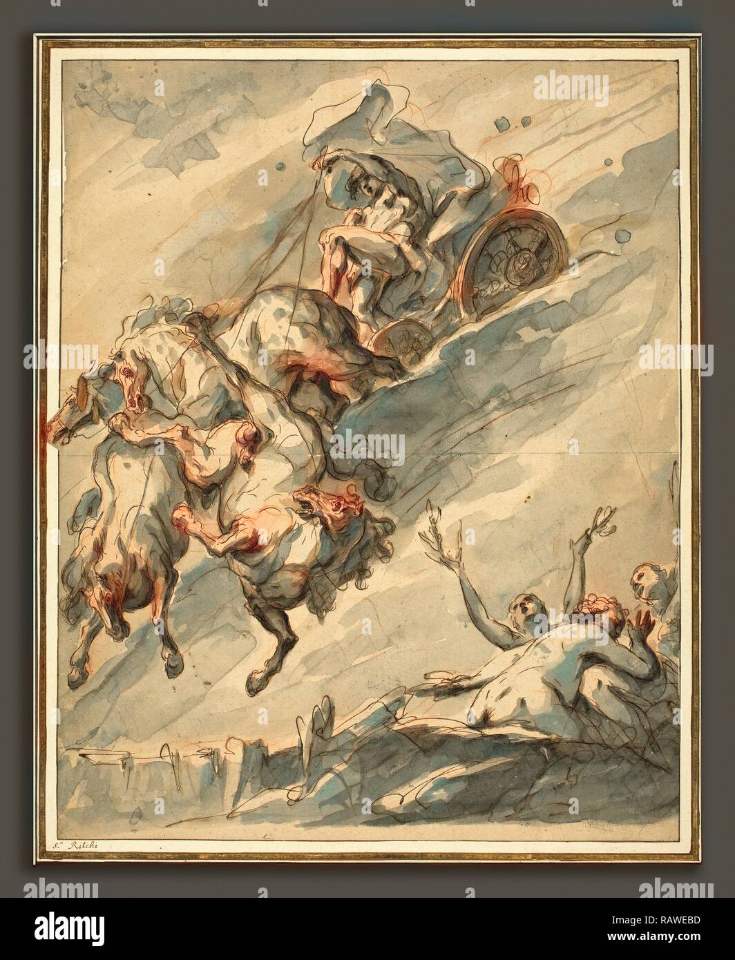 Francesco Fontebasso (Italien, 1689 - 1767), la chute de Phaeton, 1745-1750, plume et encre brune sur craie rouge avec brown repensé Banque D'Images