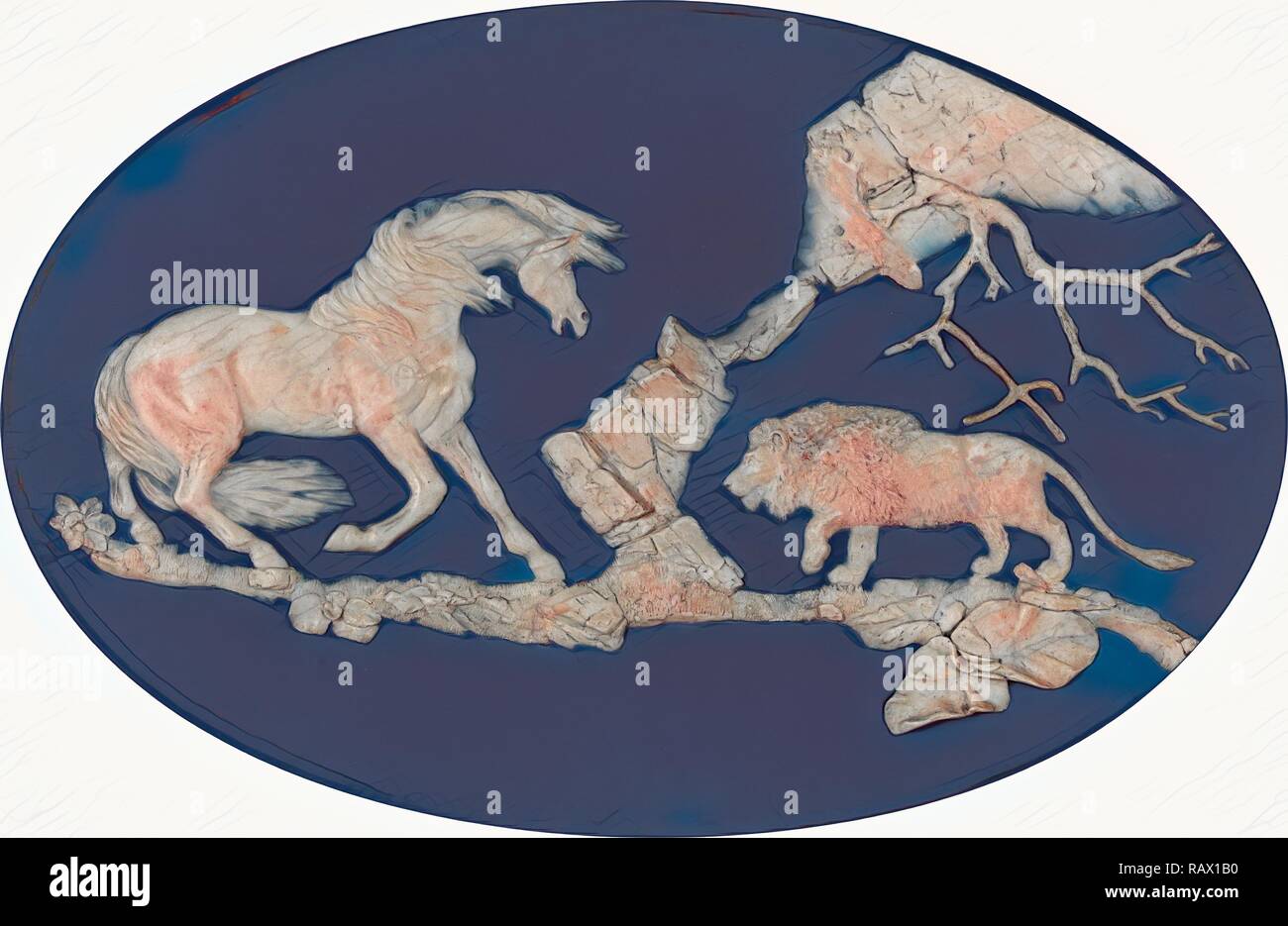 1 Cheval Wedgwood effrayés par un lion (un épisode), Josiah Wedgwood, 1730-1795, British. Repensé par Gibon. Classic repensé Banque D'Images