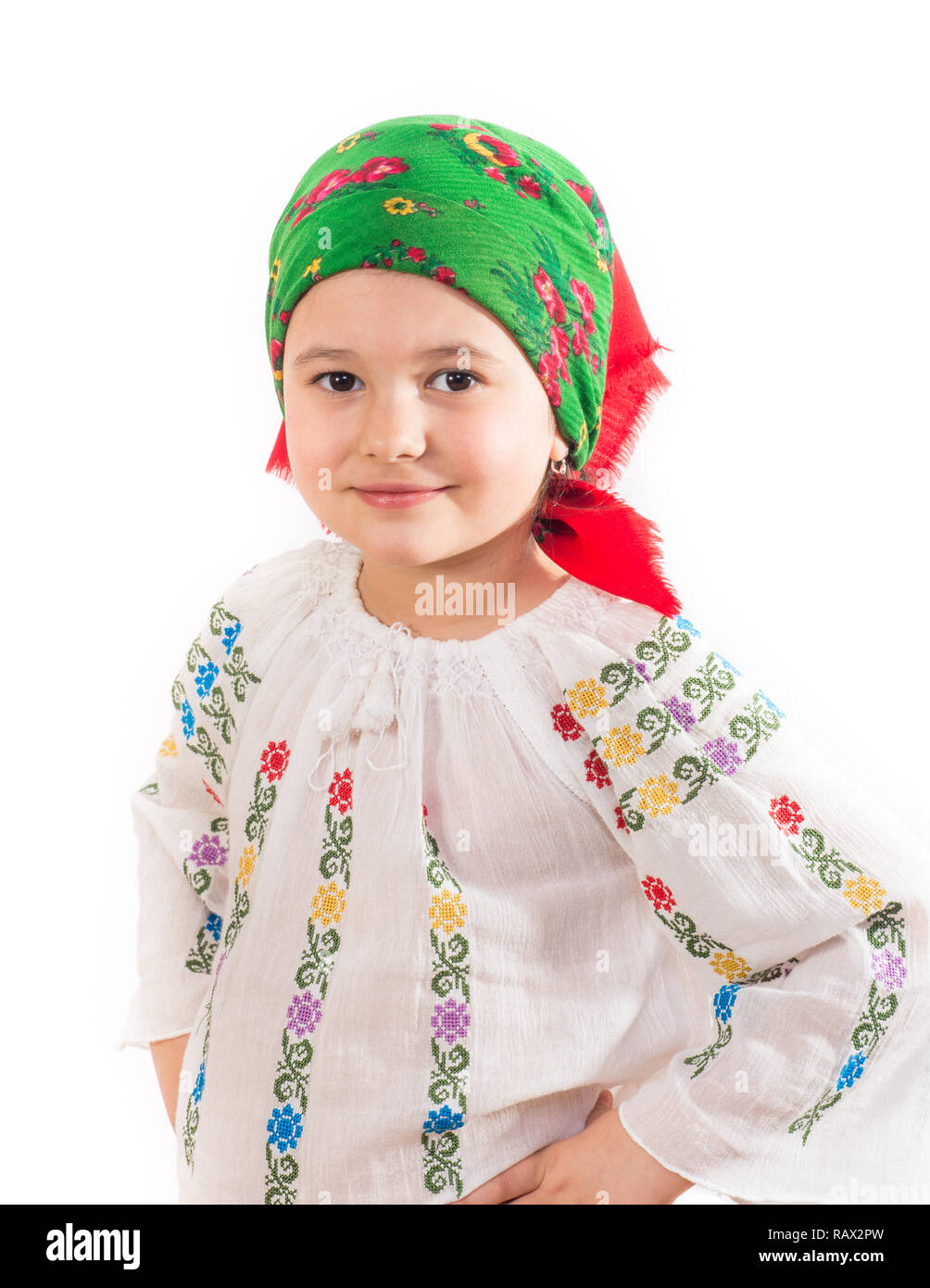 Libre d'une jeune fille avec la tête en costume traditionnel. Le ...