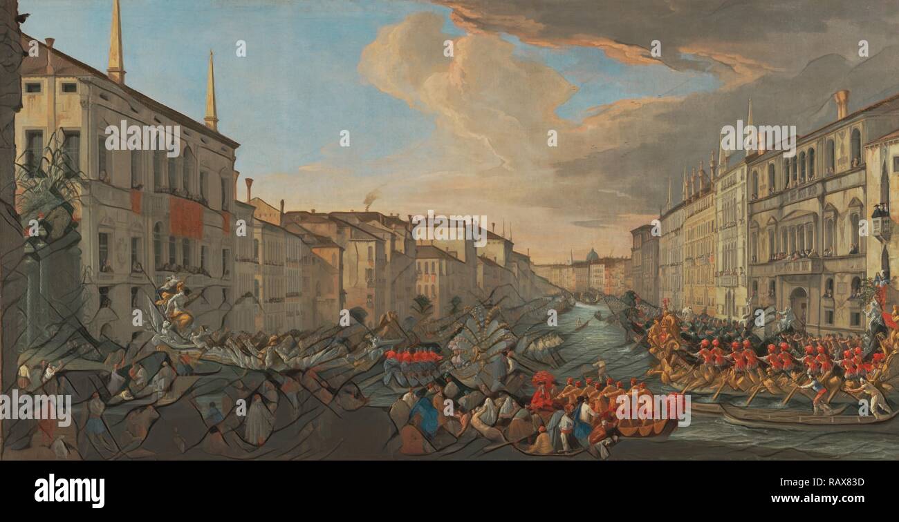 Régate sur le Grand Canal en l'honneur de Frédéric IV, roi de Danemark, Luca Carlevarijs, Italien, 1663 - 1730, 1711 repensé Banque D'Images