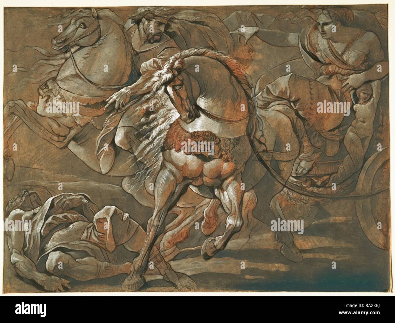 Tullia sur le point de monter sur le corps de son père dans son chariot, Giuseppe Cades, Italien, 1750 - 1799, environ 1770 repensé Banque D'Images