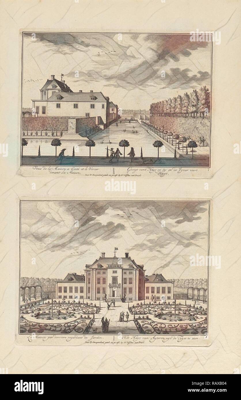 Côté de Zeist Château et ses environs étang, l'arrière de la fente Zeist, Daniël Stopendaal, Nicolaes Visscher (I), inconnu repensé Banque D'Images