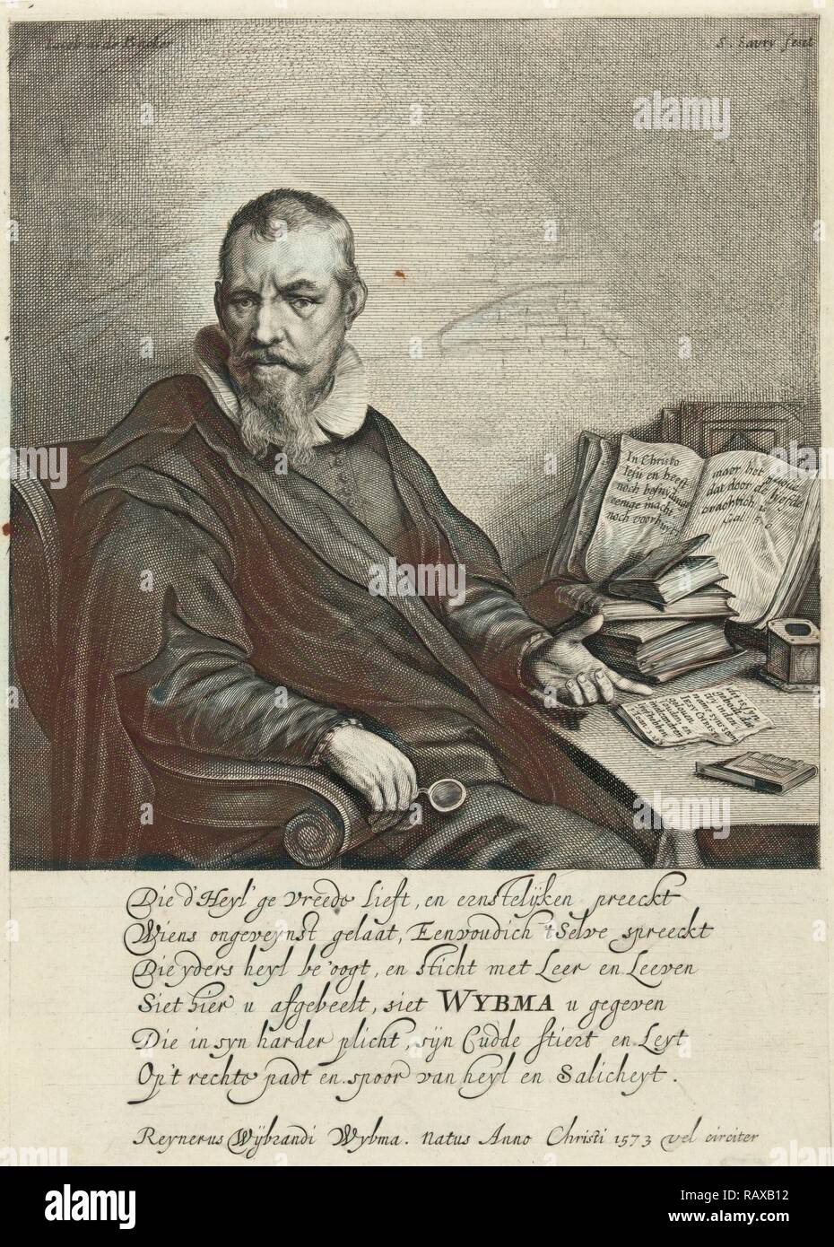 Portrait de Reinier Wybrands Wybma, prédicateur baptiste, imprimer bouilloire : Salomon Savery, Jacob Adriaensz. Backer, 1627 repensé Banque D'Images