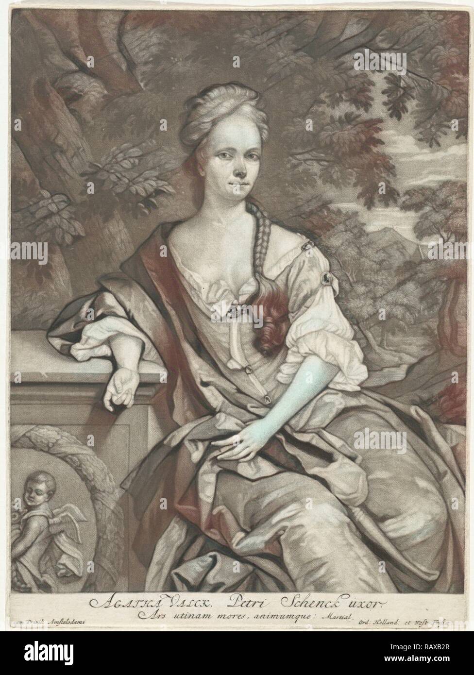 Portrait d'Agatha Valck, Pieter Schenk (I), 1690 - 1713. Repensé par Gibon. L'art classique avec une touche moderne repensé Banque D'Images