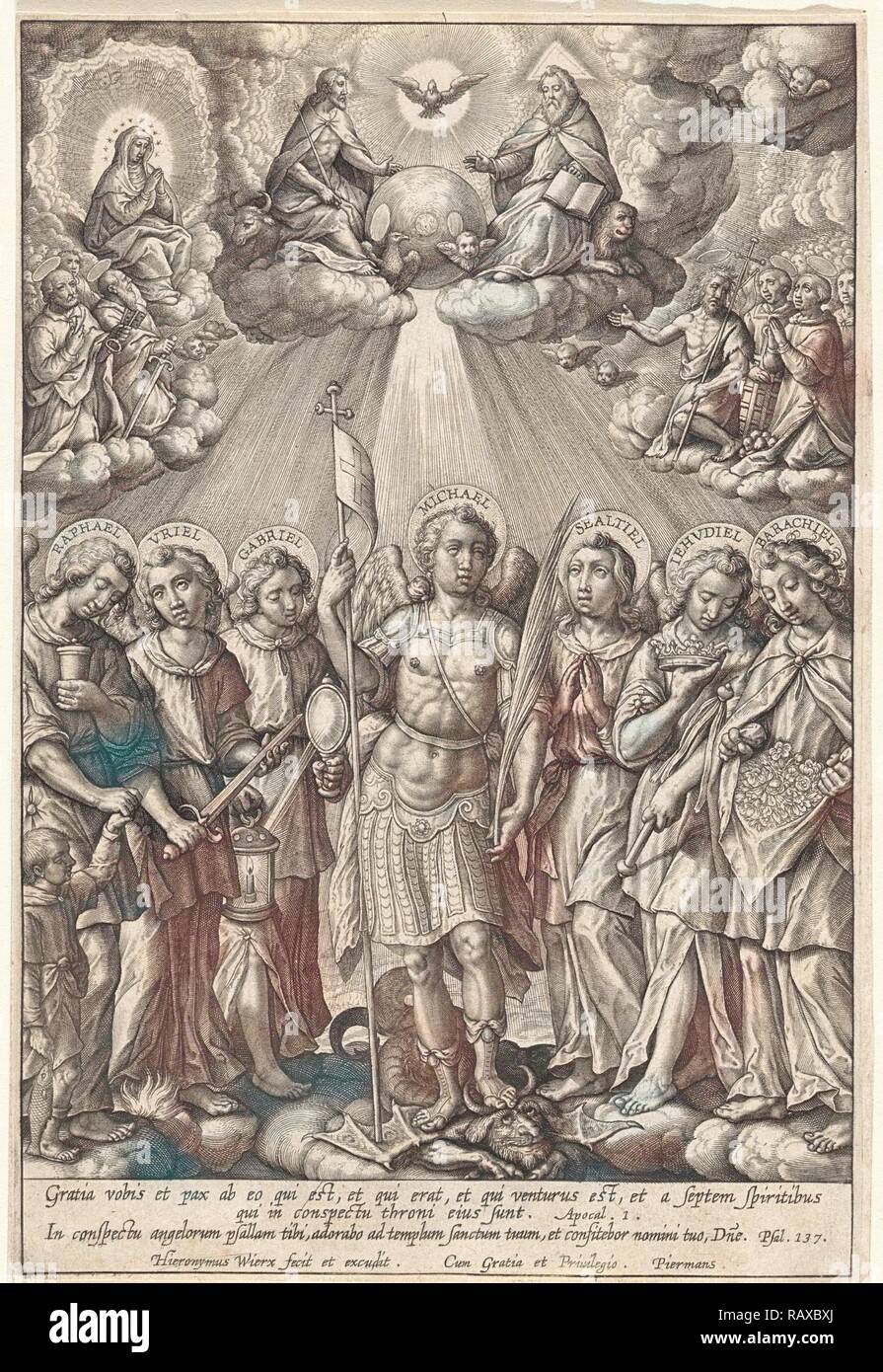 Sept Archanges, Hieronymus Wierix, 1563 - avant 1619. Repensé par Gibon. L'art classique avec une touche moderne repensé Banque D'Images