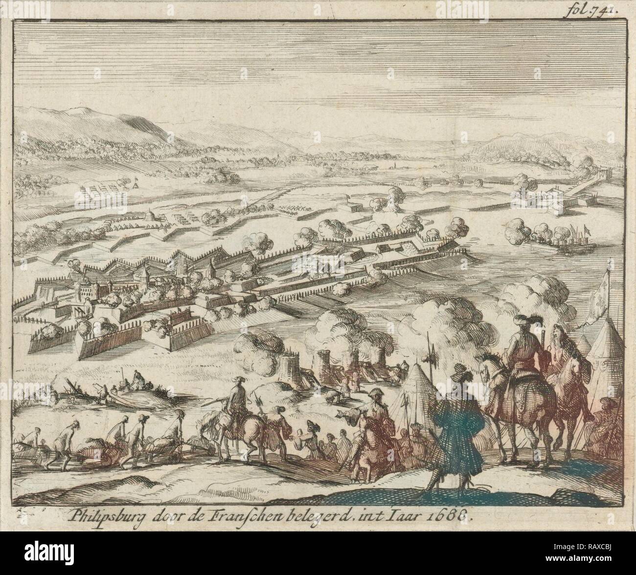 Siège de Philippsburg, 1688, Allemagne imprimer bouilloire : Jan Luyken, Jurriaen van Poolsum, 1689. Repensé Banque D'Images