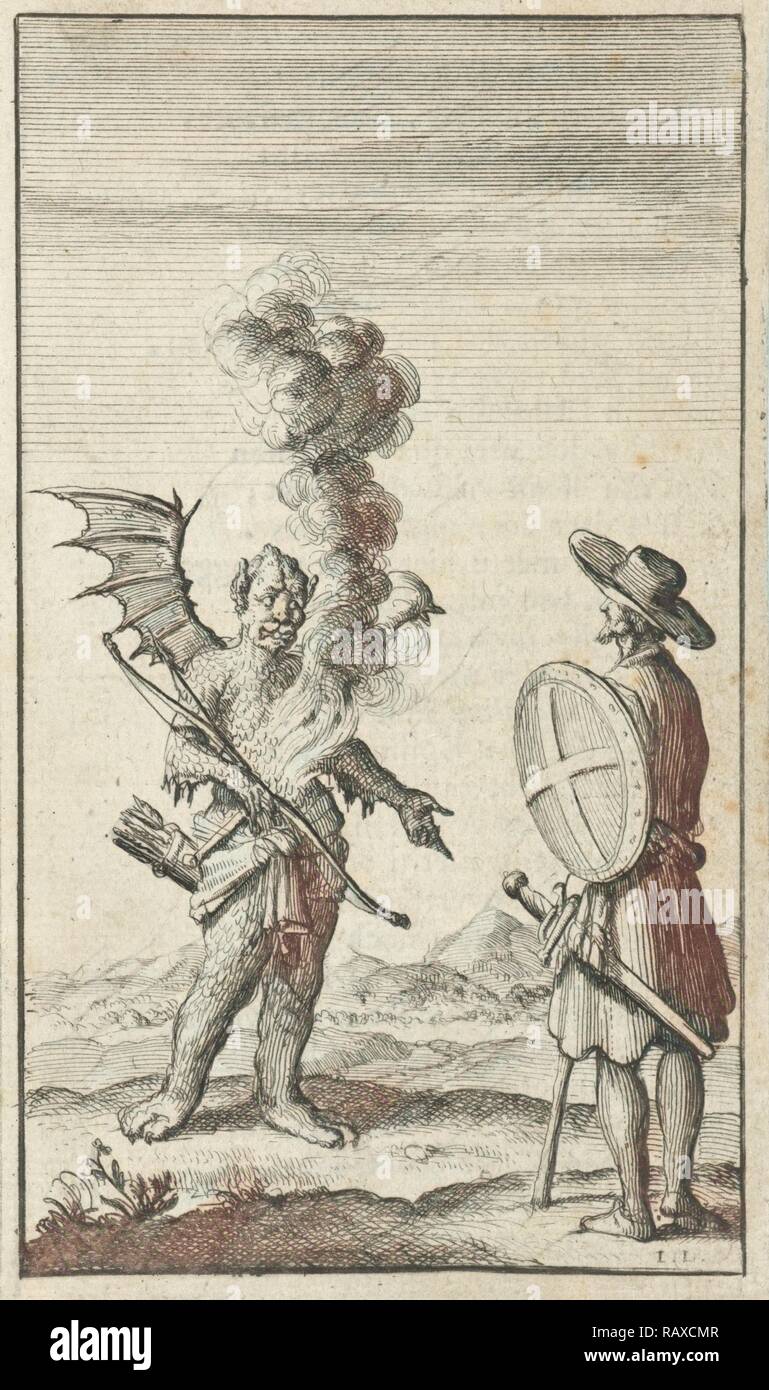 Christian avec Apollyon, Jan Luyken Johannes Boekholt, 1684. Repensé par Gibon. L'art classique avec une touche moderne repensé Banque D'Images