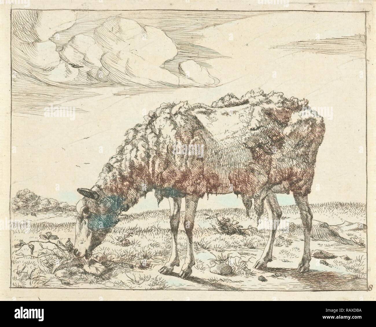 Les moutons, Marcus de Bye, Paul Potter, 1657-1677. Repensé par Gibon. L'art classique avec une touche moderne repensé Banque D'Images