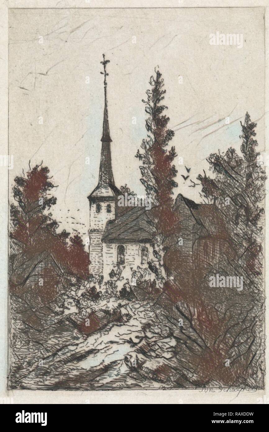 Église, Arnoud Schaepkens, 1831 - 1904. Repensé par Gibon. L'art classique avec une touche moderne repensé Banque D'Images