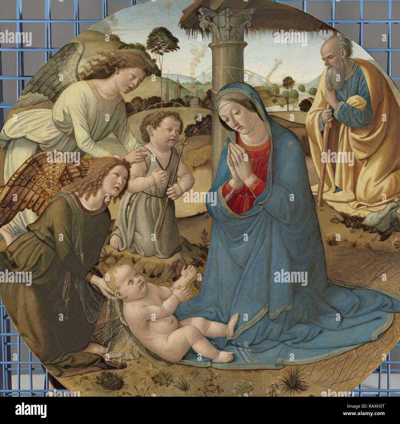 L'Adoration de l'enfant Christ, Cosimo Rosselli, ch. 1485 - c. 1507. Repensé par Gibon. L'art classique avec un style moderne repensé Banque D'Images