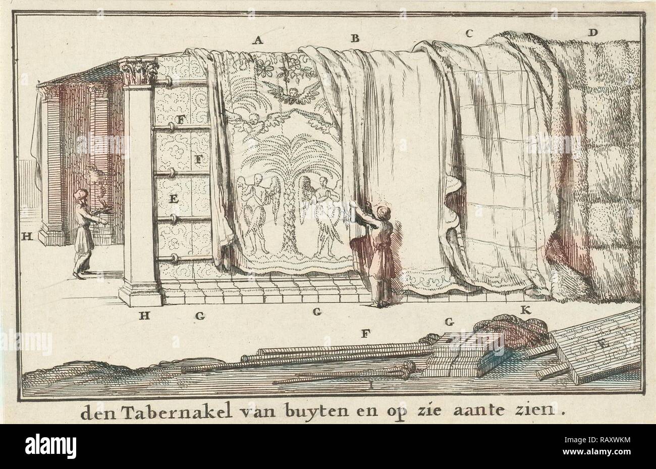 Construction du Tabernacle, Jan Luyken, Willem Goeree, 1683. Repensé par Gibon. L'art classique avec une touche moderne repensé Banque D'Images