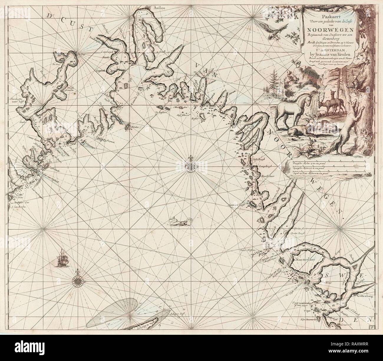 Tableau de la mer de la côte de la Norvège, Jan Luyken, Johannes van Keulen (I), inconnu, 1681 - 1799. Repensé Banque D'Images