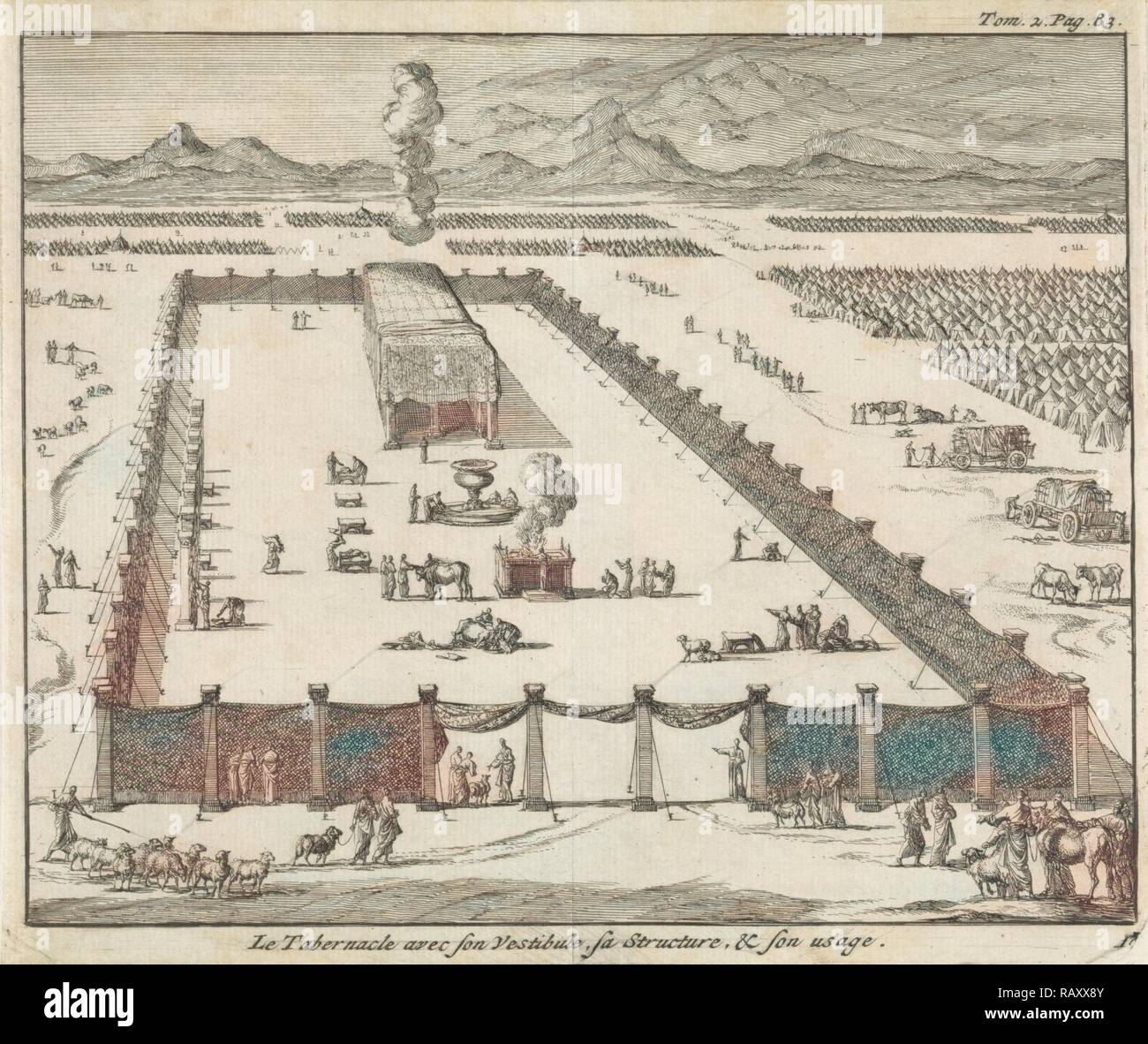Vue de la cour et le Tabernacle, Jan Luyken, Pieter Mortier, 1705. Repensé par Gibon. L'art classique avec un repensé Banque D'Images