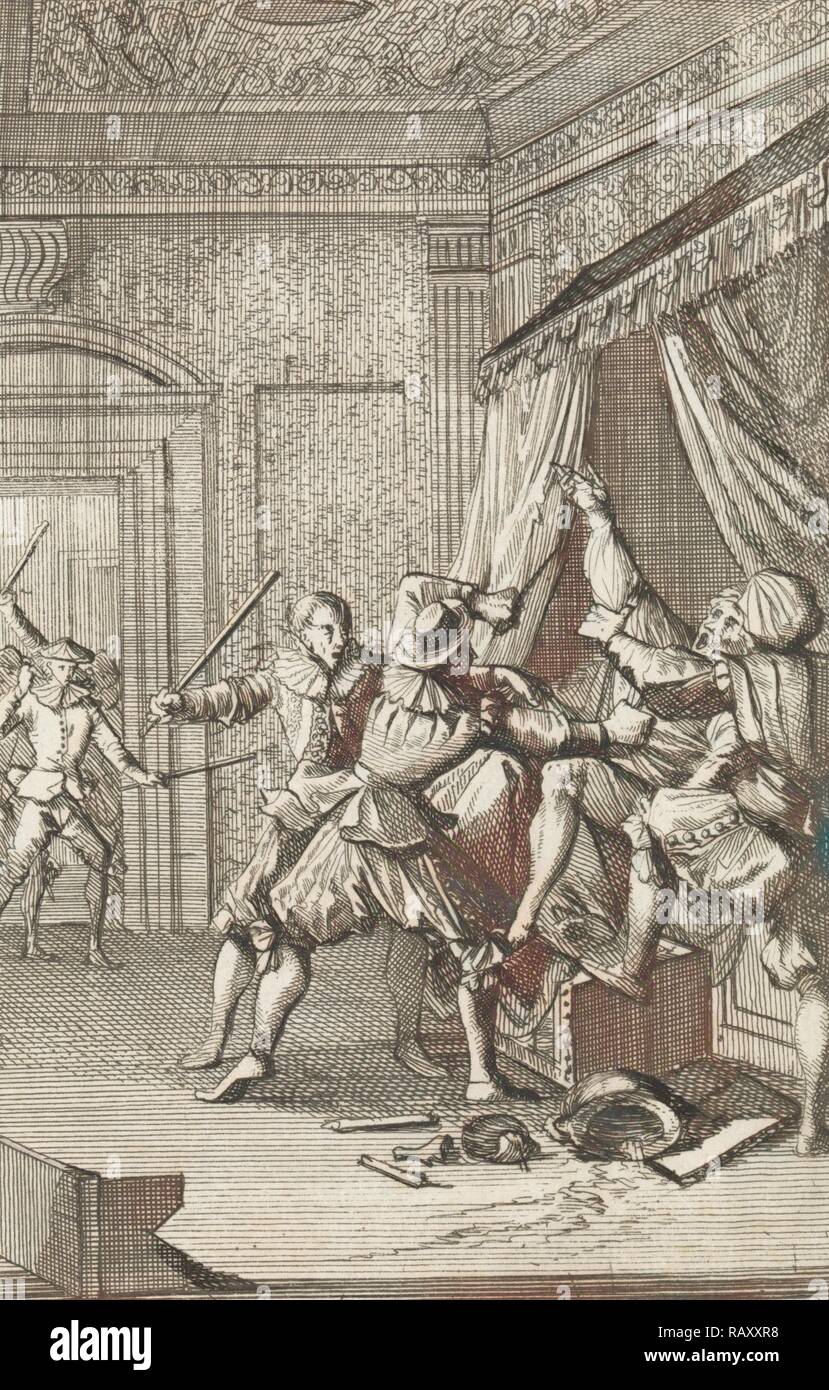 Beernt Proys, maire d'Utrecht, aux Pays-Bas, est assassiné dans son lit en 1425, Caspar Luyken, Hermannus Ribbius repensé Banque D'Images