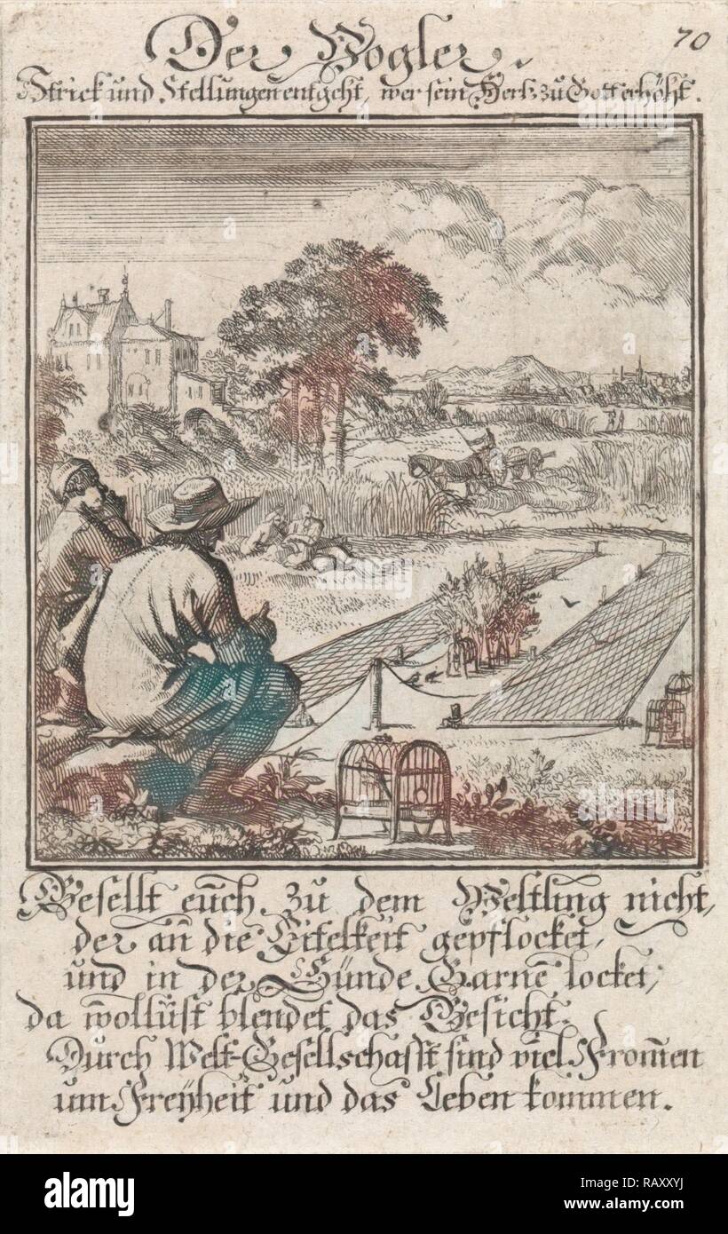 La capture des oiseaux, Jan Luyken, Anonyme, 1711. Repensé par Gibon. L'art classique avec une touche moderne repensé Banque D'Images