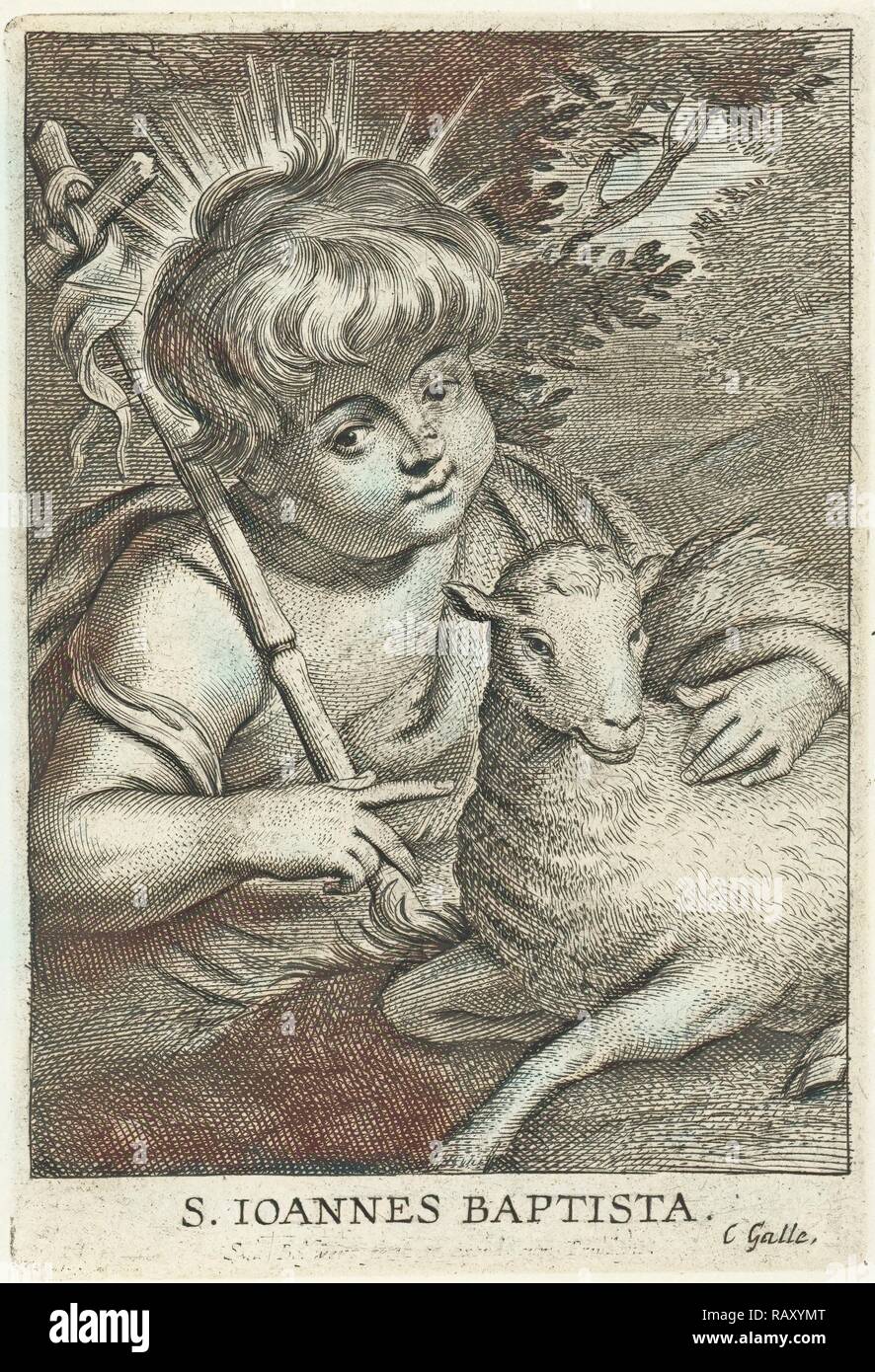 Jean le Baptiste comme un enfant avec les banner et l'agneau, Adamsz ; 1. By anonyme, Peter Paul Rubens, Cornelis Galle ( repensé Banque D'Images