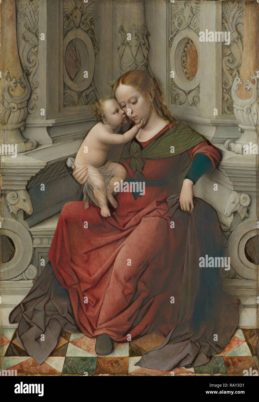 Vierge à l'enfant, attribué à Adriaen Isenbrant, ch. 1530 - c. 1540. Repensé par Gibon. L'art classique avec un style moderne repensé Banque D'Images