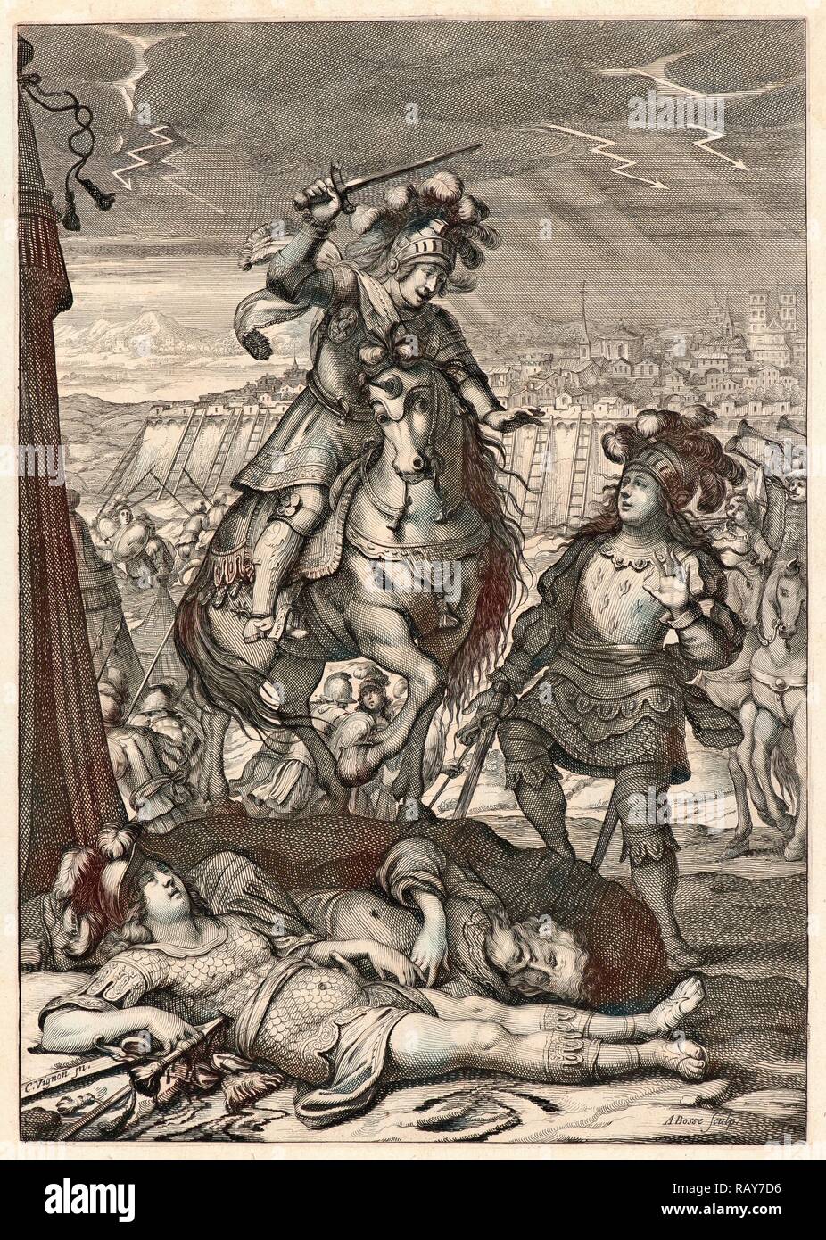 Abraham Bosse (Français, 1602-1676) après Claude Vignon (Français, 1593 - 1670). Joan of Arc sauve le Roi, Paris en repensé Banque D'Images