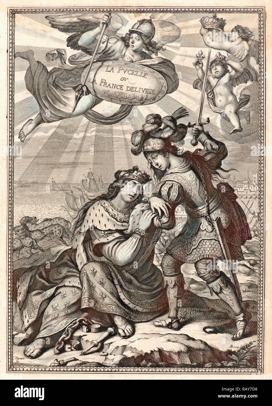 Abraham Bosse (Français, 1602-1676) après Claude Vignon (Français, 1593 - 1670). Page de titre de Jeanne d'Arc, ou France repensé Banque D'Images