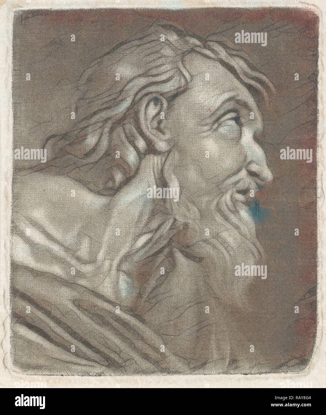 Chef d'un vieil homme, regardant à droite, Anonyme, 1650 - 1800. Repensé par Gibon. L'art classique avec un style moderne repensé Banque D'Images
