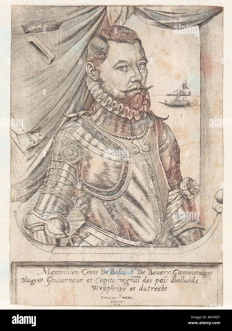 Portrait de Maximilien Hennin, comte Bossu, Paulus van Wtewael, 1573. Repensé par Gibon. L'art classique avec un style moderne repensé Banque D'Images