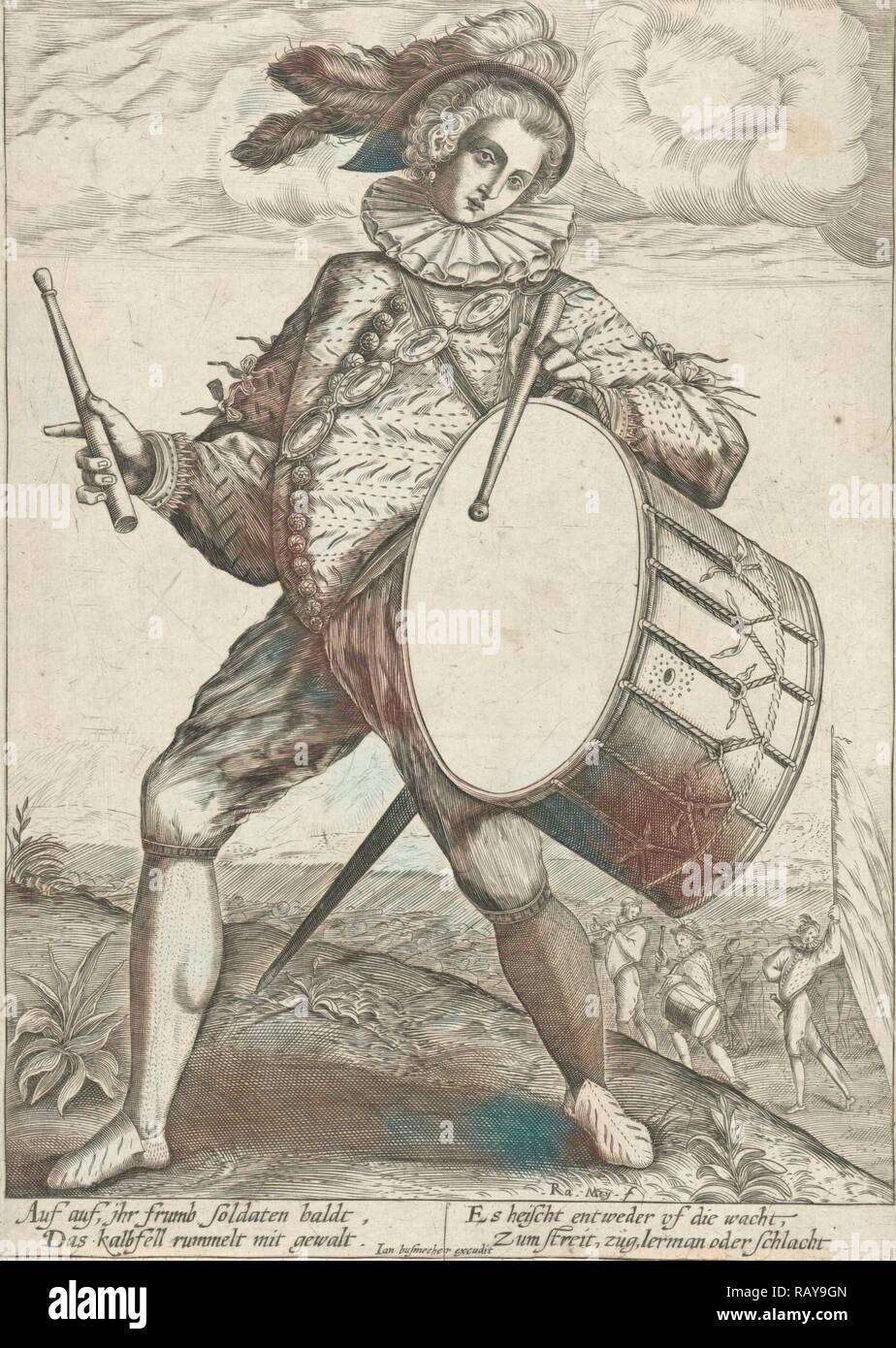 Batteur de tambour, Raphael de Mey, Hendrick Goltzius, Johann Bussemacher, 1580 - 1600. Repensé par Gibon. L'art classique repensé Banque D'Images