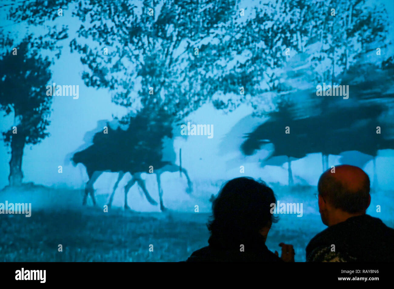 Les personnes à la recherche d'un film historique, musée de peinture de la Reine Sofia, Madrid, Espagne Banque D'Images