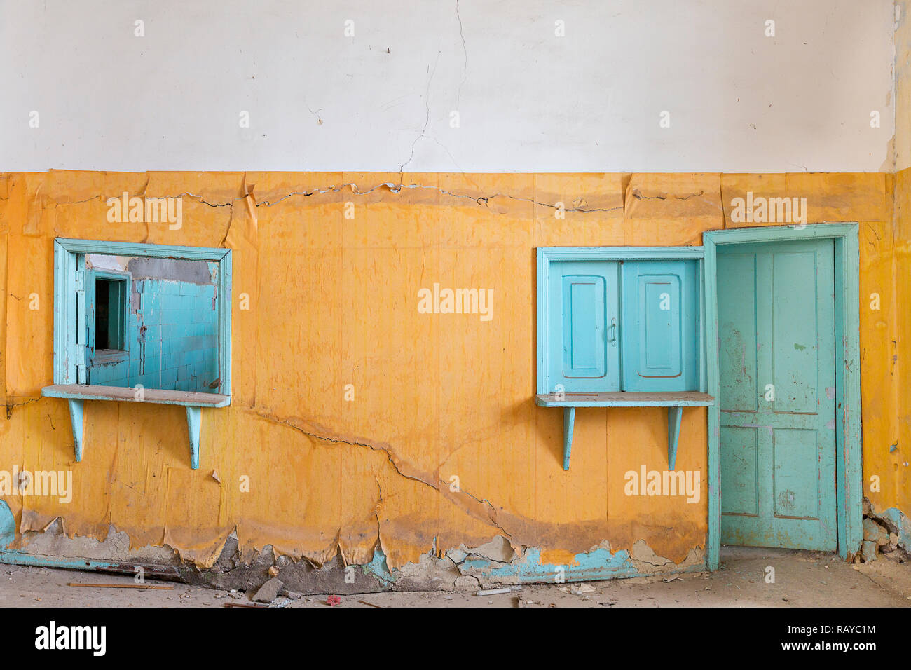 L'intérieur d'une ancienne école abandonnée, l'Arménie. Banque D'Images