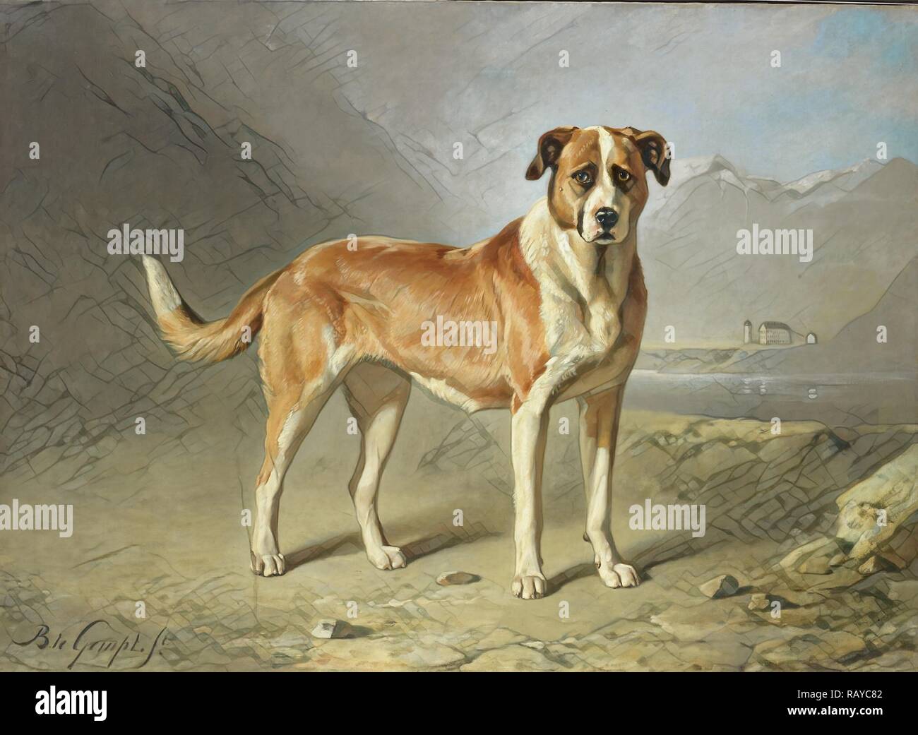 Chien Saint Bernard, Bernard te Gempt, ch. 1850 - c. 1879. Repensé par Gibon. L'art classique avec une touche moderne repensé Banque D'Images