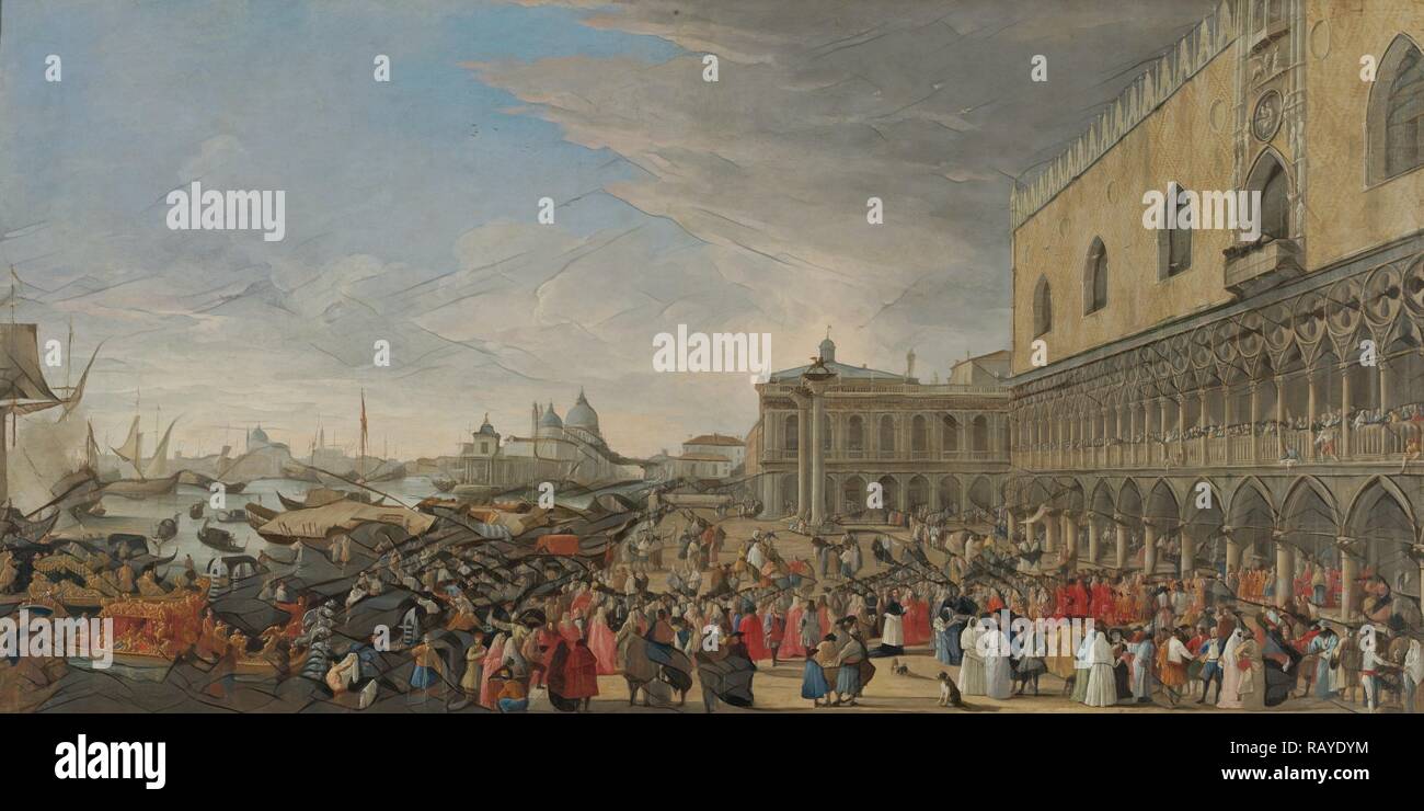 L'entrée de l'ambassadeur français à Venise en 1706, l'Italie, Luca Carlevarijs, 1706 - 1708. Repensé Banque D'Images