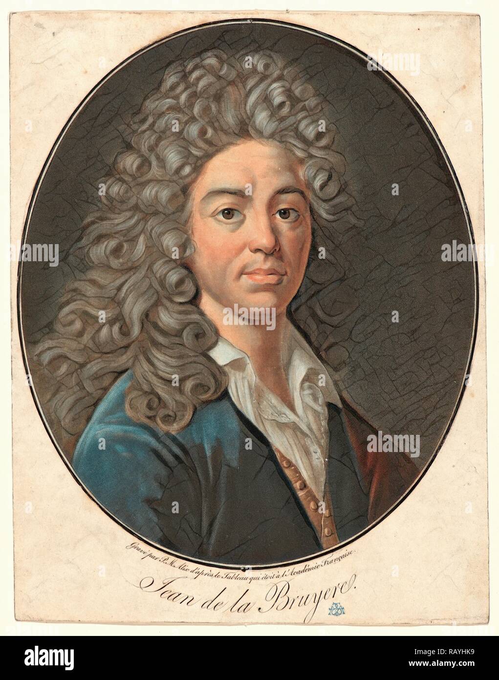 Pierre-Michel Alix (Français, 1762 - 1817). Portrait de Jean de La Bruyére, . Manière noire en couleur et avec des méthodes mixtes repensé Banque D'Images