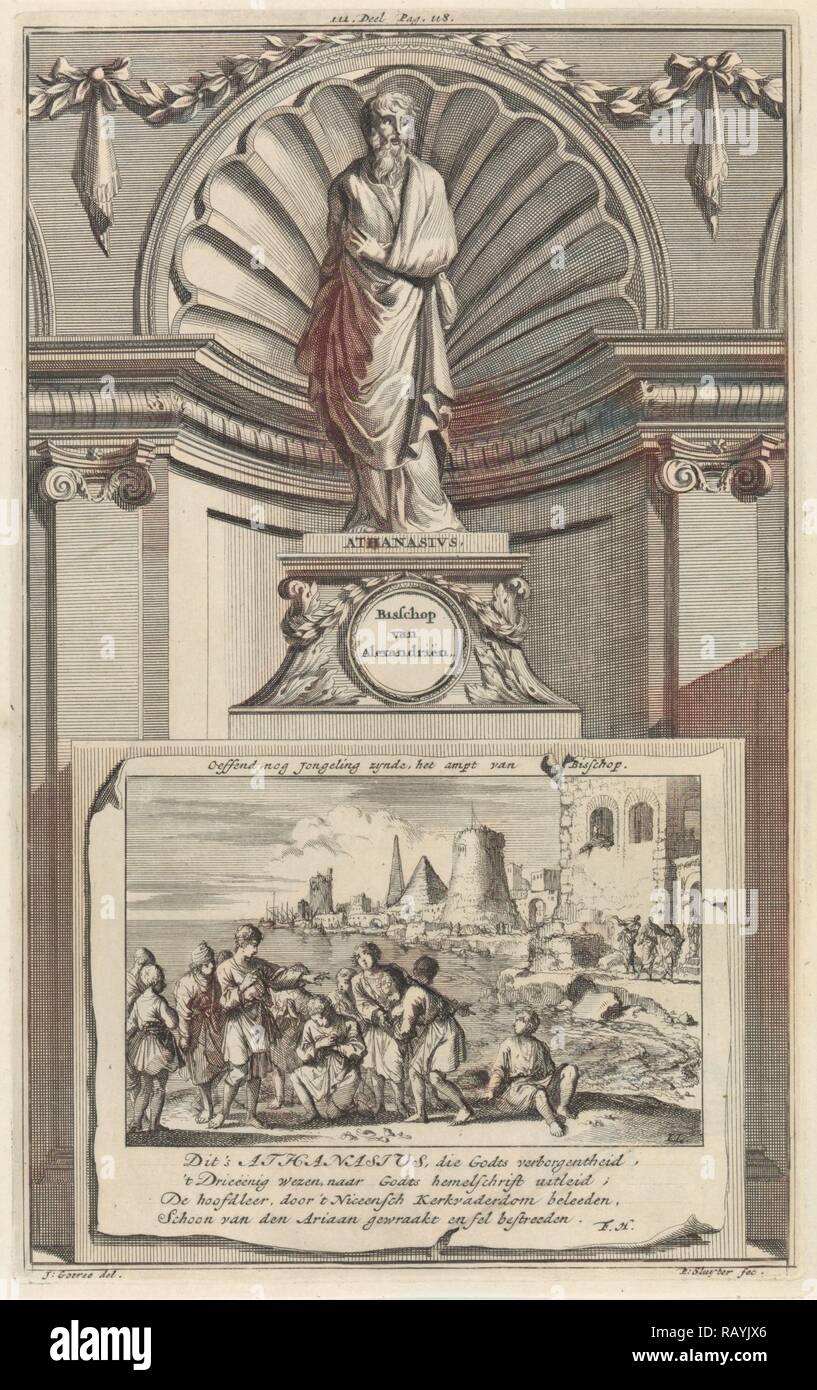 Saint Athanase d'Alexandrie, père de l'Église, Jan Luyken, Zacharie Chatelain II, François Halma, 1698. Repensé Banque D'Images