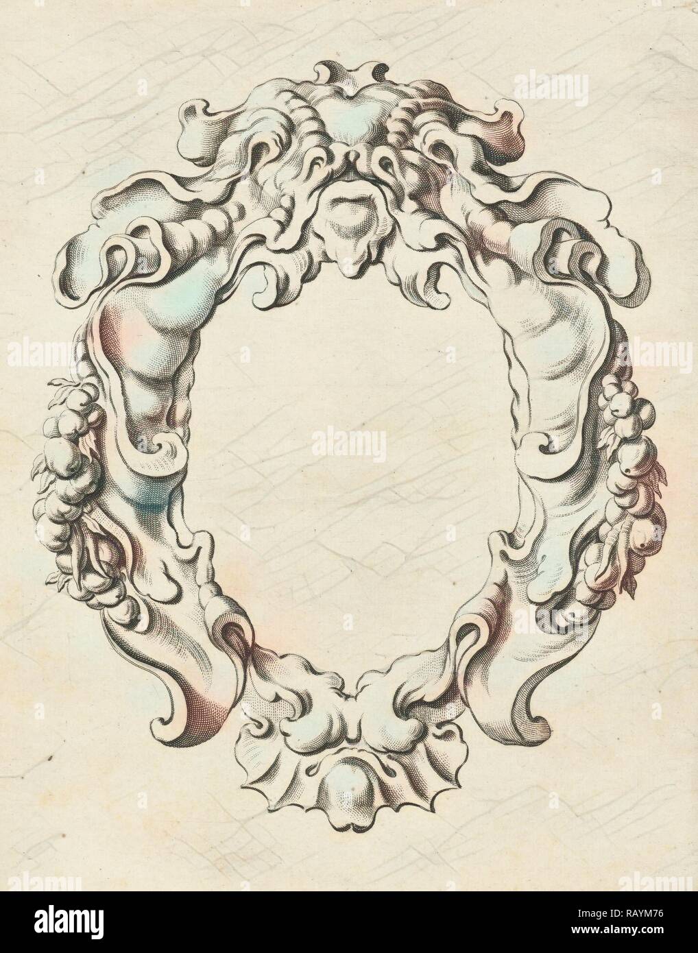 Cartouche avec ornement de lobe de guirlandes, Pieter Hendricksz. Schut, Gerbrand van den Eeckhout, Nicolaes Visscher (J'ai repensé Banque D'Images
