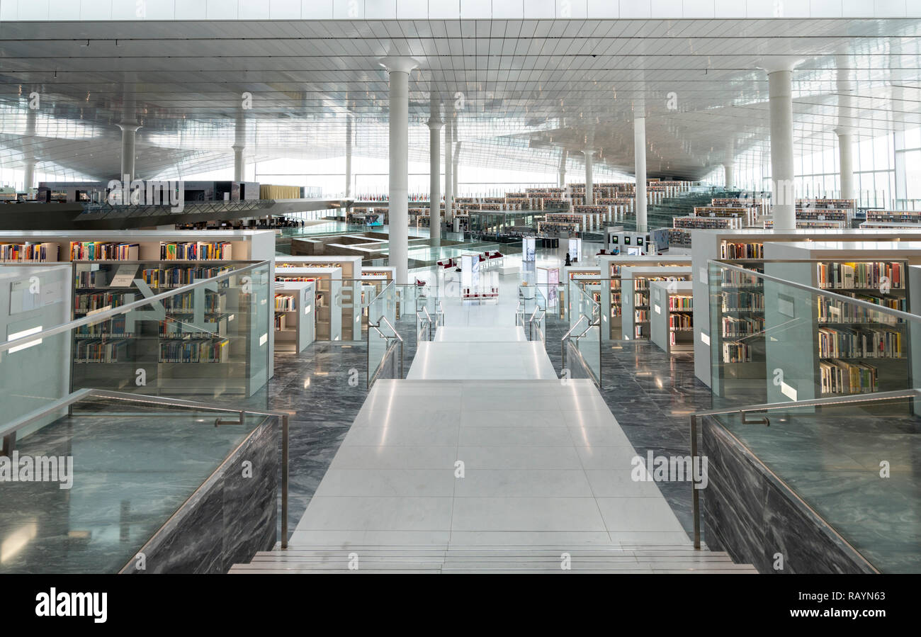 Nouvelle bibliothèque nationale du Qatar dans l'éducation, la ville de Doha, au Qatar. Rem Koolhaas, architecte. Banque D'Images