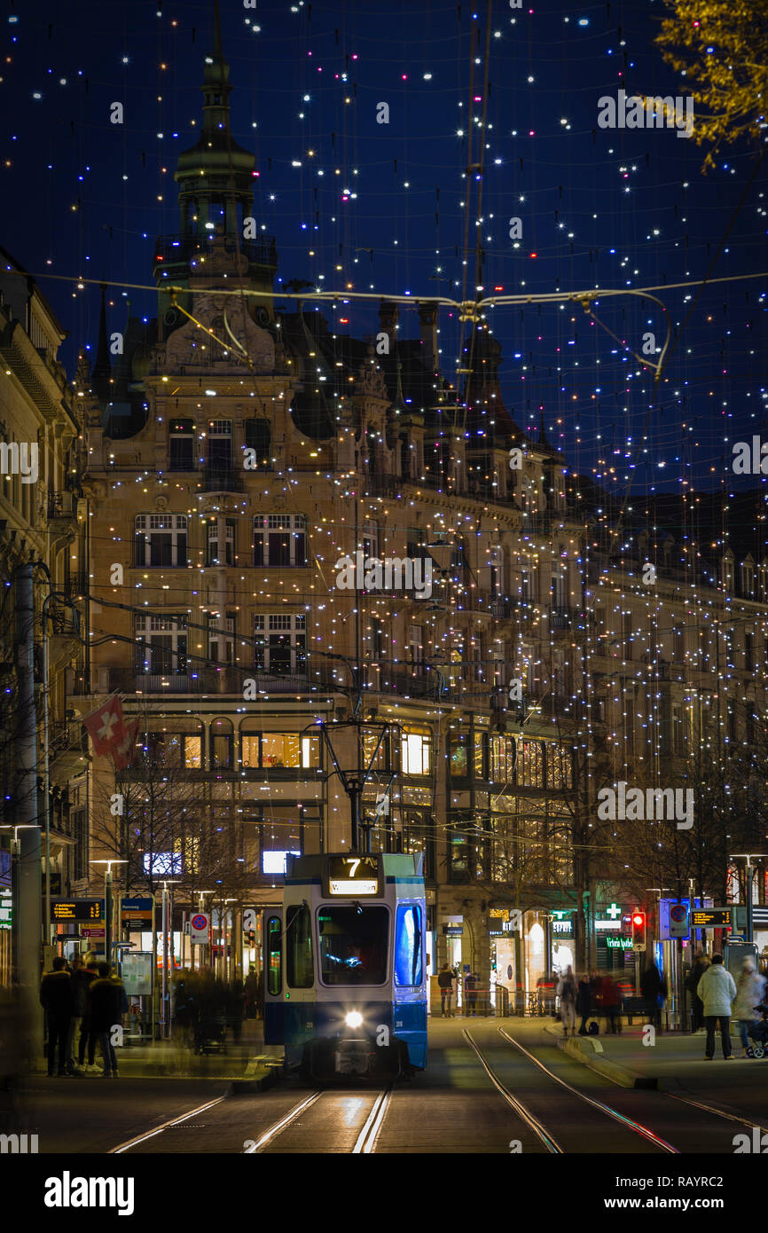 Les lumières de Noël à la Bahnhofstrasse, Zurich, Suisse Banque D'Images