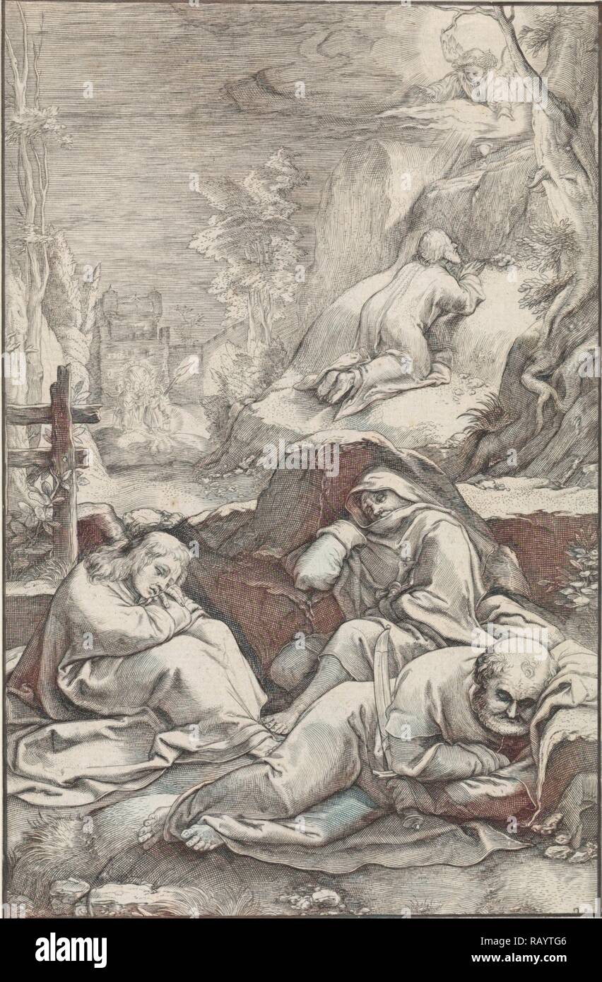 Le Christ au Jardin de Gethsémani, Ludovicus Siceram, Hendrick Goltzius, 1623. Repensé par Gibon. L'art classique avec repensé Banque D'Images