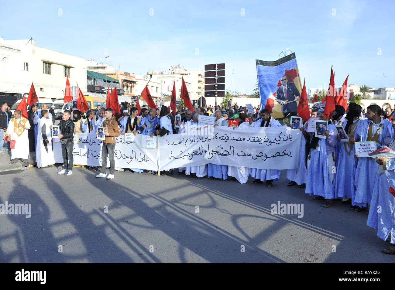 Rabat Mars de millions de Marocains ont des drapeaux marocains Date 13-Mar-2016flag, Banque D'Images