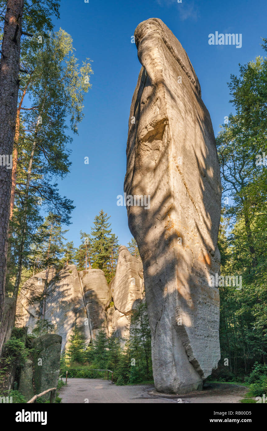 Cône de sucre (Cukrova homole), spire, grès, roches Adršpach Adršpach-Teplice Rocks National Nature Reserve, Central Sudetes, Bohemia, République Tchèque Banque D'Images