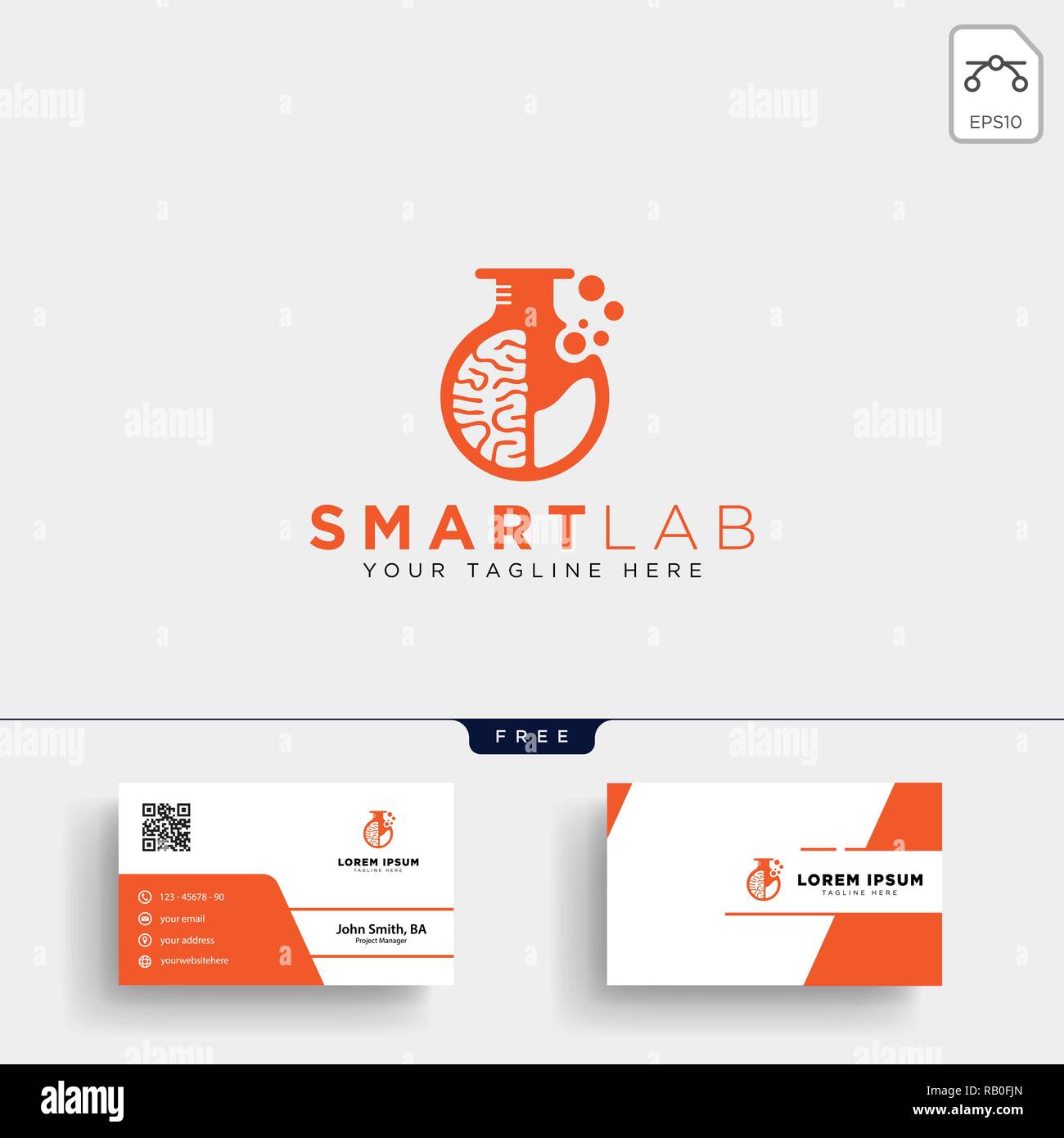 Laboratoire du cerveau science logo template vector illustration et carte de visite, papier à en-tête, papier Illustration de Vecteur