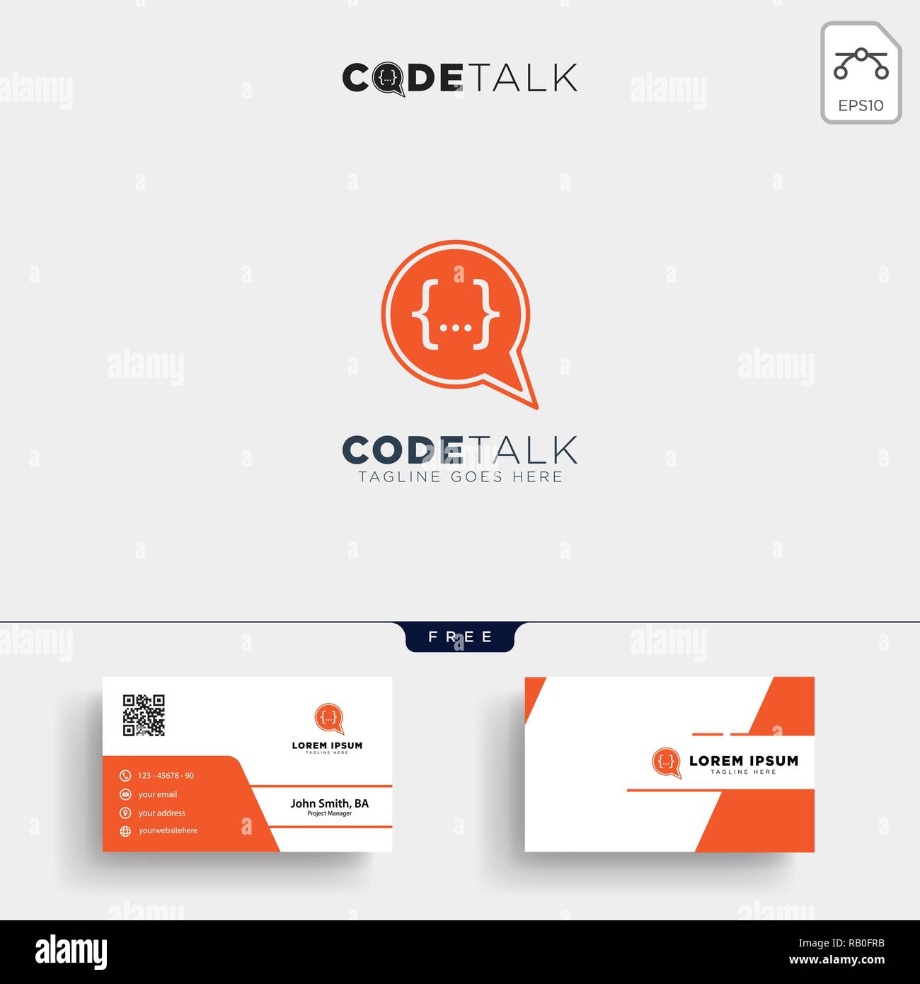 Programmeur de codage chat modèle logo et carte de visite illustration vectorielle Illustration de Vecteur